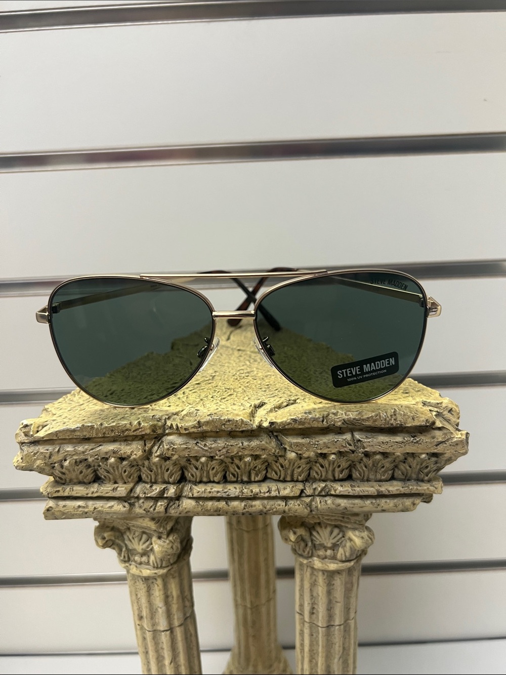Steve Madden Gold Aviator Sunglasses with Green Lenses